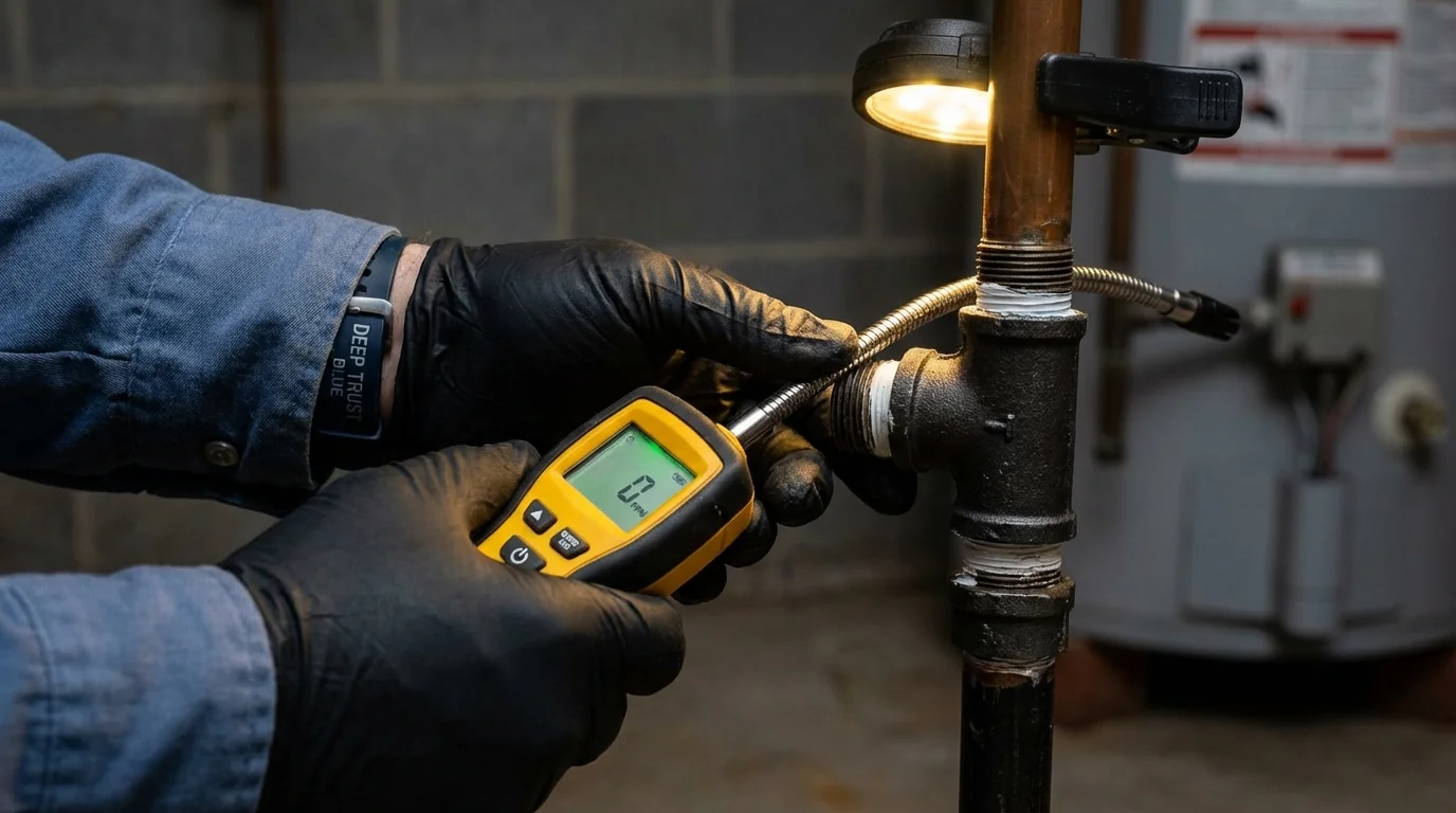Gas leak detection with electronic sniffer by Johns Plumbing LLC in Shady Spring